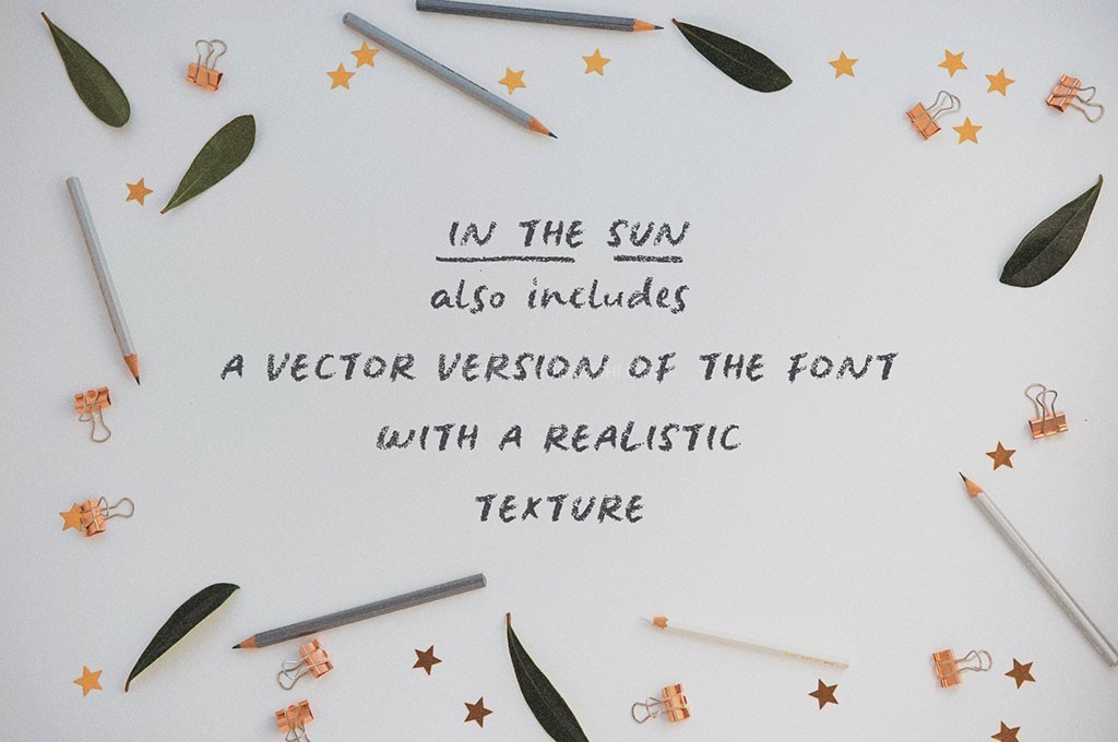 In The Sun 治愈系手绘铅笔质感SVG字体